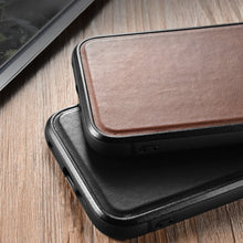 Заредете изображение във визуализатора на галерията – iCarer Leather Oil Wax Case covered with genuine leather for iPhone 13 Pro Max black (ALI1214-BK) - TopMag
