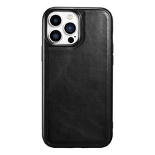 Заредете изображение във визуализатора на галерията – iCarer Leather Oil Wax Case covered with genuine leather for iPhone 13 Pro Max black (ALI1214-BK) - TopMag
