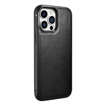 Заредете изображение във визуализатора на галерията – iCarer Leather Oil Wax Case covered with genuine leather for iPhone 13 Pro Max black (ALI1214-BK) - TopMag
