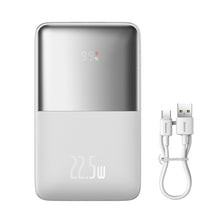 Заредете изображение във визуализатора на галерията – Baseus Baseus Pro 20000mAh 22.5W white powerbank with USB Type A - USB Type C 3A 0.3m cable (PPBD040302)
