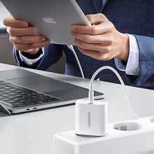 Заредете изображение във визуализатора на галерията – Ugreen USB Type C PD 30W wall charger with USB Type C cable 2m white (CD127) - TopMag
