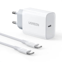 Заредете изображение във визуализатора на галерията – Ugreen USB Type C PD 30W wall charger with USB Type C cable 2m white (CD127) - TopMag
