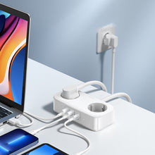 Заредете изображение във визуализатора на галерията – Ugreen power strip extension power cord with 2x USB ports, 1x USB-C black (CD280) - TopMag
