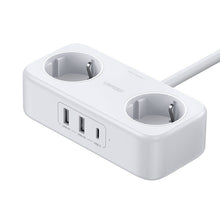 Заредете изображение във визуализатора на галерията – Ugreen power strip extension power cord with 2x USB ports, 1x USB-C black (CD280) - TopMag
