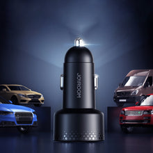 Заредете изображение във визуализатора на галерията – Car charger with voltmeter 53W (USB C, USB) Joyroom JR-CCD01 black

