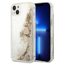 Заредете изображение във визуализатора на галерията – Original faceplate гръб guess guohcp14sglhflgo за iphone 14 (liquide glitter charms / gold)

