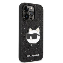 Заредете изображение във визуализатора на галерията – Karl Lagerfeld KLHCP14XG2CPK iPhone 14 Pro Max 6.7" black/black hardcase Glitter Choupette Patch
