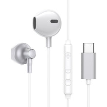 Заредете изображение във визуализатора на галерията – Joyroom in-ear USB Headphones Type C with remote control and microphone silver (JR-EC03 Silver)
