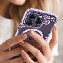 Заредете изображение във визуализатора на галерията – Kingxbar Flora Series magnetic case for iPhone 14 MagSafe decorated with peony flowers print
