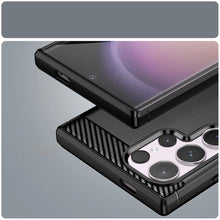 Заредете изображение във визуализатора на галерията – Carbon Case for Samsung Galaxy S24 Ultra Flexible Silicone Carbon Cover - Black
