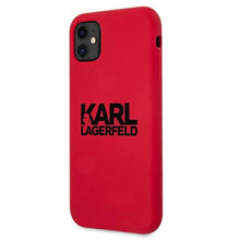 Заредете изображение във визуализатора на галерията – Original KARL LAGERFELD Case Silicone Stack Logo KLHCN61SLKLRE for Iphone 11/XR red
