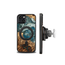 Заредете изображение във визуализатора на галерията – Wood and Resin Case for iPhone 13 MagSafe Bewood Unique Planet Earth - Blue-Green
