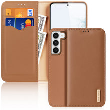 Заредете изображение във визуализатора на галерията – Dux Ducis Hivo case Samsung Galaxy S23+ flip cover wallet stand RFID blocking brown
