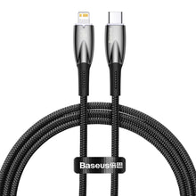 Заредете изображение във визуализатора на галерията – Baseus Glimmer Series cable with fast charging USB-C - Lightning 480Mb/s PD 20W 1m black
