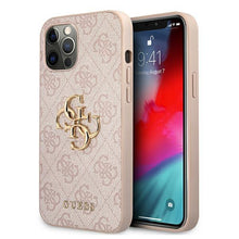 Заредете изображение във визуализатора на галерията – Guess GUHCP12M4GMGPI iPhone 12/12 Pro 6,1" różowy/pink hardcase 4G Big Metal Logo
