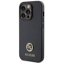 Заредете изображение във визуализатора на галерията – Guess GUHCP14LPS4DGPK case for iPhone 14 Pro - black Strass Metal Logo
