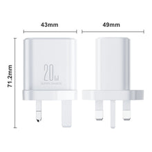 Заредете изображение във визуализатора на галерията – UK Joyrooom FlashSeries JR-TCF05 20W USB-A USB-C charger - white
