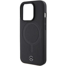 Заредете изображение във визуализатора на галерията – Mercedes Smooth Leather MagSafe case for iPhone 15 Pro - black
