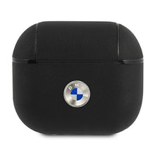 Заредете изображение във визуализатора на галерията – BMW BMA3SSLBK AirPods 3 cover czarny/black Geniune Leather Silver Logo - TopMag
