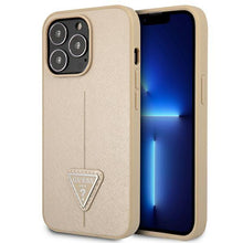 Заредете изображение във визуализатора на галерията – Guess GUHCP13LPSATLE iPhone 13 Pro / 13 6,1" beżowy/beige hardcase SaffianoTriangle Logo - TopMag
