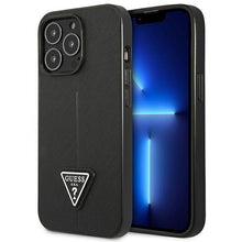 Заредете изображение във визуализатора на галерията – Guess GUHCP13LPSATLK iPhone 13 Pro / 13 6.1 "black / black hardcase SaffianoTriangle Logo - TopMag
