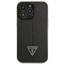 Заредете изображение във визуализатора на галерията – Guess GUHCP13LPSATLK iPhone 13 Pro / 13 6.1 "black / black hardcase SaffianoTriangle Logo - TopMag
