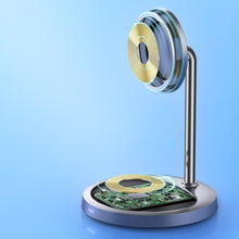 Заредете изображение във визуализатора на галерията – Choetech 2in1 Magnetic Holder Qi Wireless Charger for Magsafe 15W Gray (T575-F)
