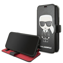 Заредете изображение във визуализатора на галерията – Karl Lagerfeld KLFLBKSN65FIKPUBK iPhone 11 Pro Max czarny/black book Full Body - TopMag
