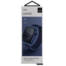 Заредете изображение във визуализатора на галерията – UNIQ pasek Dante Apple Watch Series 4/5/6/7/8/SE/SE2 38/40/41mm Stainless Steel niebieski/cobalt blue - TopMag
