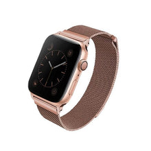 Заредете изображение във визуализатора на галерията – UNIQ pasek Dante Apple Watch Series 4/5/6/7/8/SE/SE2 38/40/41mm Stainless Steel różwo-złoty/rose gold - TopMag
