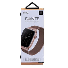 Заредете изображение във визуализатора на галерията – UNIQ pasek Dante Apple Watch Series 4/5/6/7/8/SE/SE2 38/40/41mm Stainless Steel różwo-złoty/rose gold - TopMag
