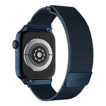 Заредете изображение във визуализатора на галерията – UNIQ pasek Dante Apple Watch Series 4/5/6/7/8/SE/SE2 42/44/45mm Stainless Steel niebieski/cobalt blue - TopMag
