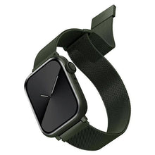 Заредете изображение във визуализатора на галерията – UNIQ pasek Dante Apple Watch Series 4/5/6/7/8/SE/SE2 42/44/45mm Stainless Steel zielony/green - TopMag
