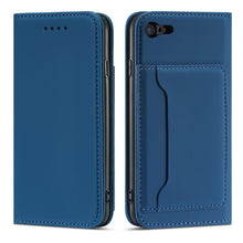 Заредете изображение във визуализатора на галерията – Magnet Card Case for iPhone SE 2022 / SE 2020 / iPhone 8 / iPhone 7 Cover Card Wallet Card Holder Blue - TopMag
