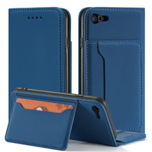 Заредете изображение във визуализатора на галерията – Magnet Card Case for iPhone SE 2022 / SE 2020 / iPhone 8 / iPhone 7 Cover Card Wallet Card Holder Blue - TopMag

