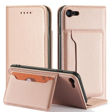 Заредете изображение във визуализатора на галерията – Magnet Card Case Case for iPhone SE 2022 / SE 2020 / iPhone 8 / iPhone 7 Pouch Wallet Card Wallet Stand Pink - TopMag
