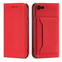 Заредете изображение във визуализатора на галерията – Magnet Card Case for iPhone SE 2022 / SE 2020 / iPhone 8 / iPhone 7 Pouch Wallet Card Holder Red - TopMag
