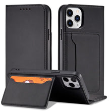 Заредете изображение във визуализатора на галерията – Magnet Card Case for iPhone 12 cover card wallet card stand black - TopMag
