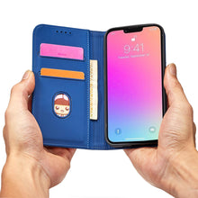 Заредете изображение във визуализатора на галерията – Magnet Card Case for iPhone 13 mini cover card wallet card stand blue - TopMag
