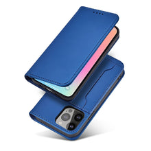 Заредете изображение във визуализатора на галерията – Magnet Card Case for iPhone 13 mini cover card wallet card stand blue - TopMag
