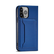 Заредете изображение във визуализатора на галерията – Magnet Card Case for iPhone 13 mini cover card wallet card stand blue - TopMag
