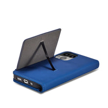 Заредете изображение във визуализатора на галерията – Magnet Card Case for iPhone 13 mini cover card wallet card stand blue - TopMag
