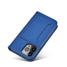 Заредете изображение във визуализатора на галерията – Magnet Card Case for iPhone 13 mini cover card wallet card stand blue - TopMag
