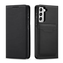 Заредете изображение във визуализатора на галерията – Magnet Card Case for Samsung Galaxy S22 + (S22 Plus) Pouch Wallet Card Holder Black - TopMag
