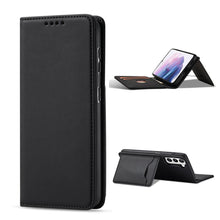 Заредете изображение във визуализатора на галерията – Magnet Card Case for Samsung Galaxy S22 + (S22 Plus) Pouch Wallet Card Holder Black - TopMag
