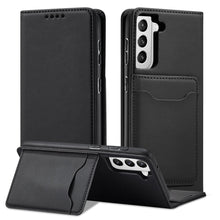Заредете изображение във визуализатора на галерията – Magnet Card Case for Samsung Galaxy S22 + (S22 Plus) Pouch Wallet Card Holder Black - TopMag
