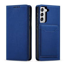Заредете изображение във визуализатора на галерията – Magnet Card Case Case for Samsung Galaxy S22 + (S22 Plus) Pouch Wallet Card Holder Blue - TopMag
