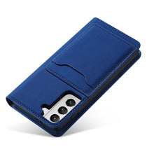 Заредете изображение във визуализатора на галерията – Magnet Card Case Case for Samsung Galaxy S22 + (S22 Plus) Pouch Wallet Card Holder Blue - TopMag
