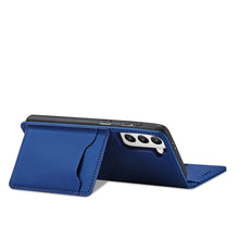 Заредете изображение във визуализатора на галерията – Magnet Card Case Case for Samsung Galaxy S22 + (S22 Plus) Pouch Wallet Card Holder Blue - TopMag
