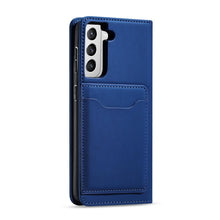 Заредете изображение във визуализатора на галерията – Magnet Card Case Case for Samsung Galaxy S22 + (S22 Plus) Pouch Wallet Card Holder Blue - TopMag
